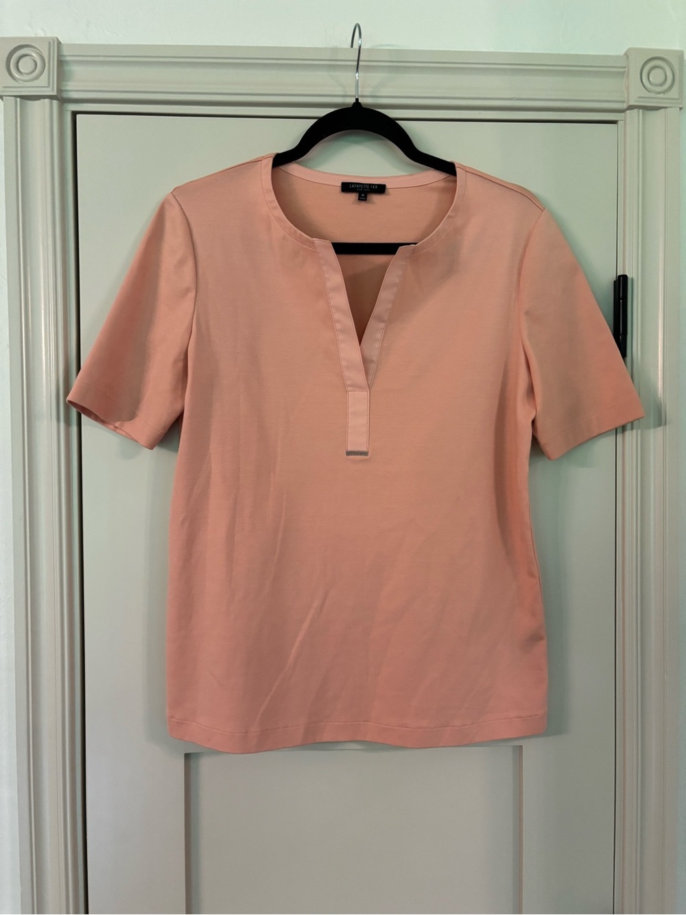 Lafayette 148 New York split-neck tunic salmon pink/peach casual classic Sz M